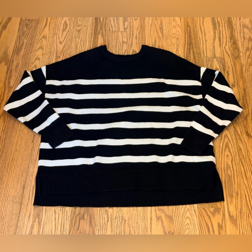 French Connection Black and White Striped Sweater